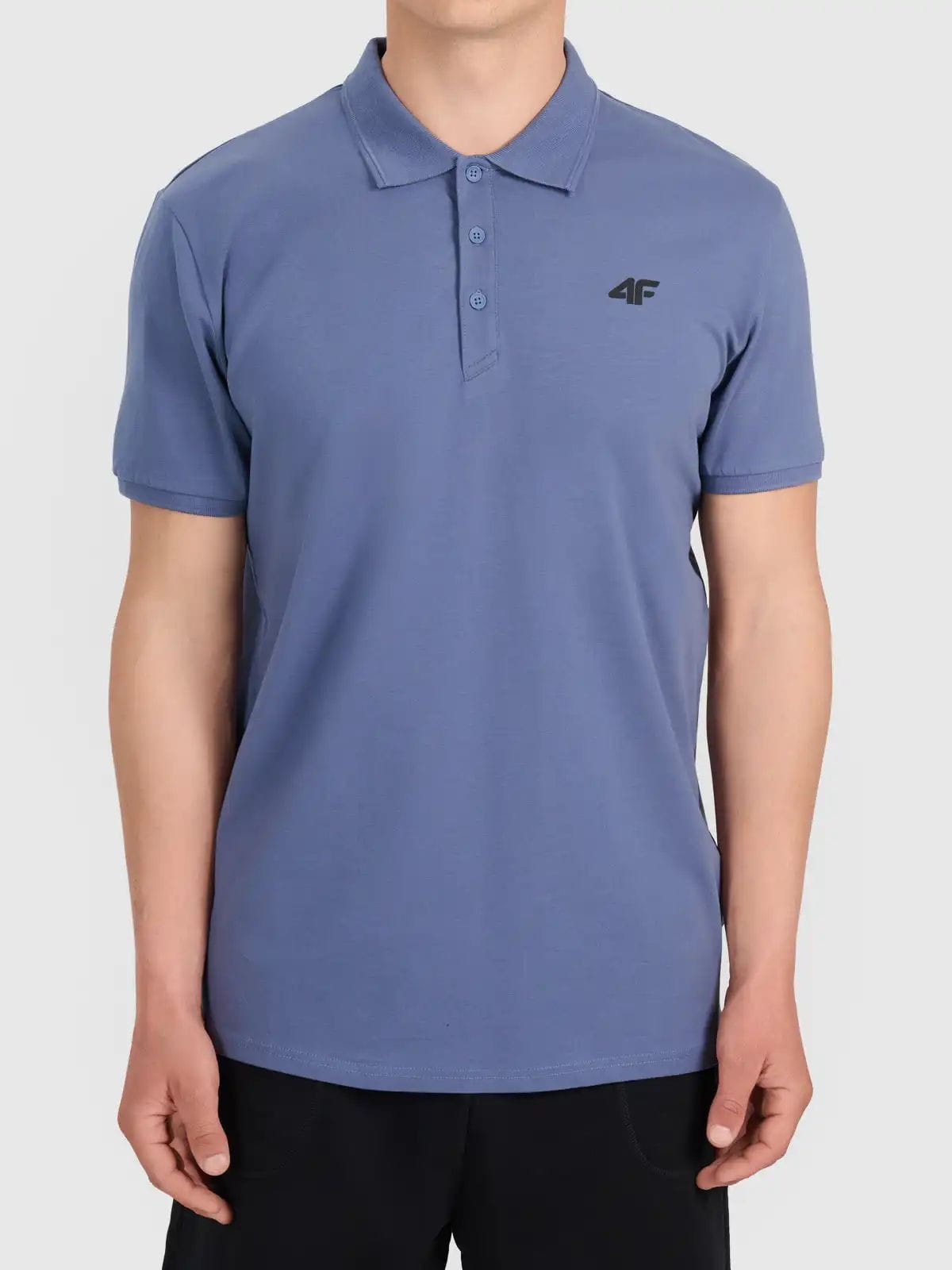 Koszulka t-shirt polo basic męski niebieski 4F : Kolor - Niebieski, Rozmiar odzieży - 2XL