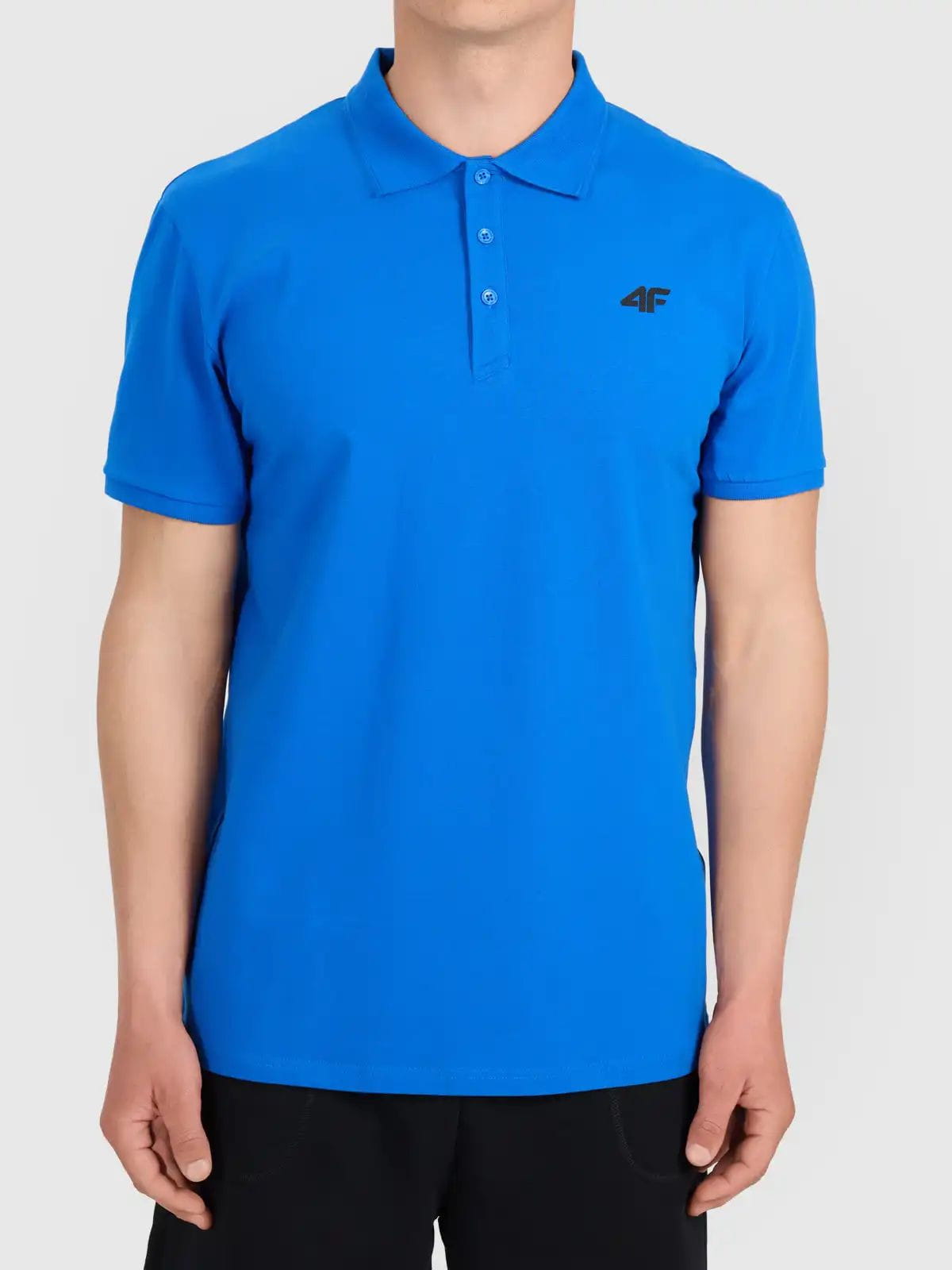 Koszulka t-shirt polo basic męski niebieski 4F : Kolor - Niebieski, Rozmiar odzieży - 3XL