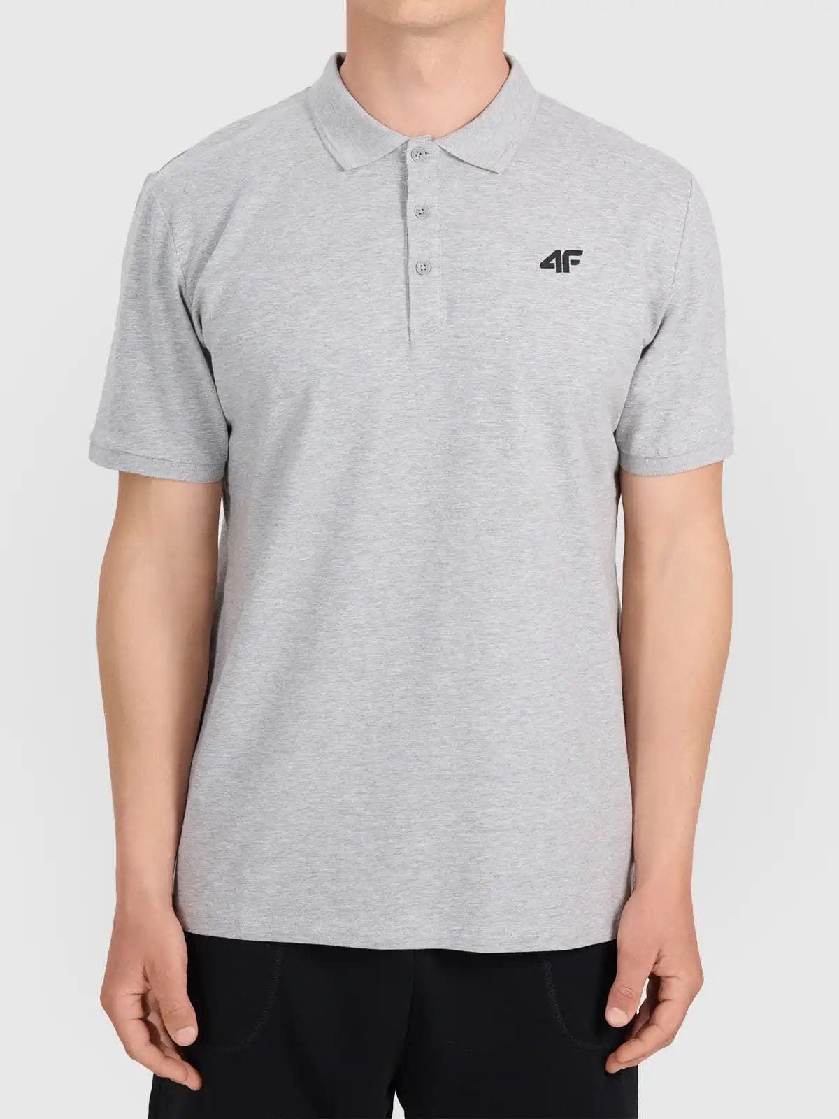 Koszulka t-shirt polo basic męski szary 4F : Kolor - Szary, Rozmiar odzieży - 3XL