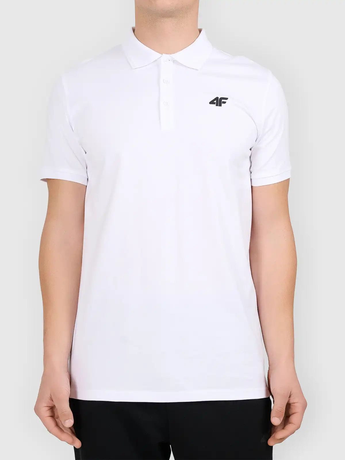 Koszulka t-shirt polo basic męski biały 4F : Kolor - Biały, Rozmiar odzieży - 3XL