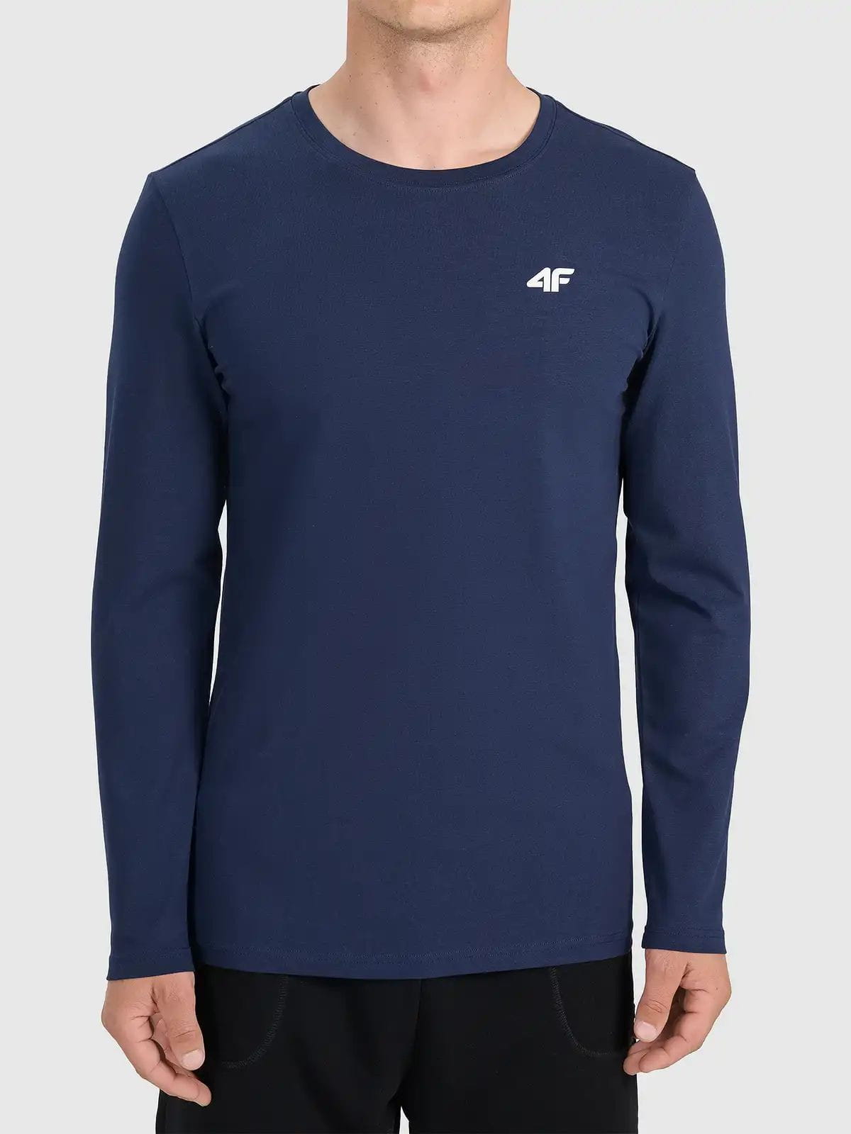 Longsleeve koszulka bawełniana z długim rękawem męska granatowy 4F : Kolor - Granatowy, Rozmiar odzieży - XL