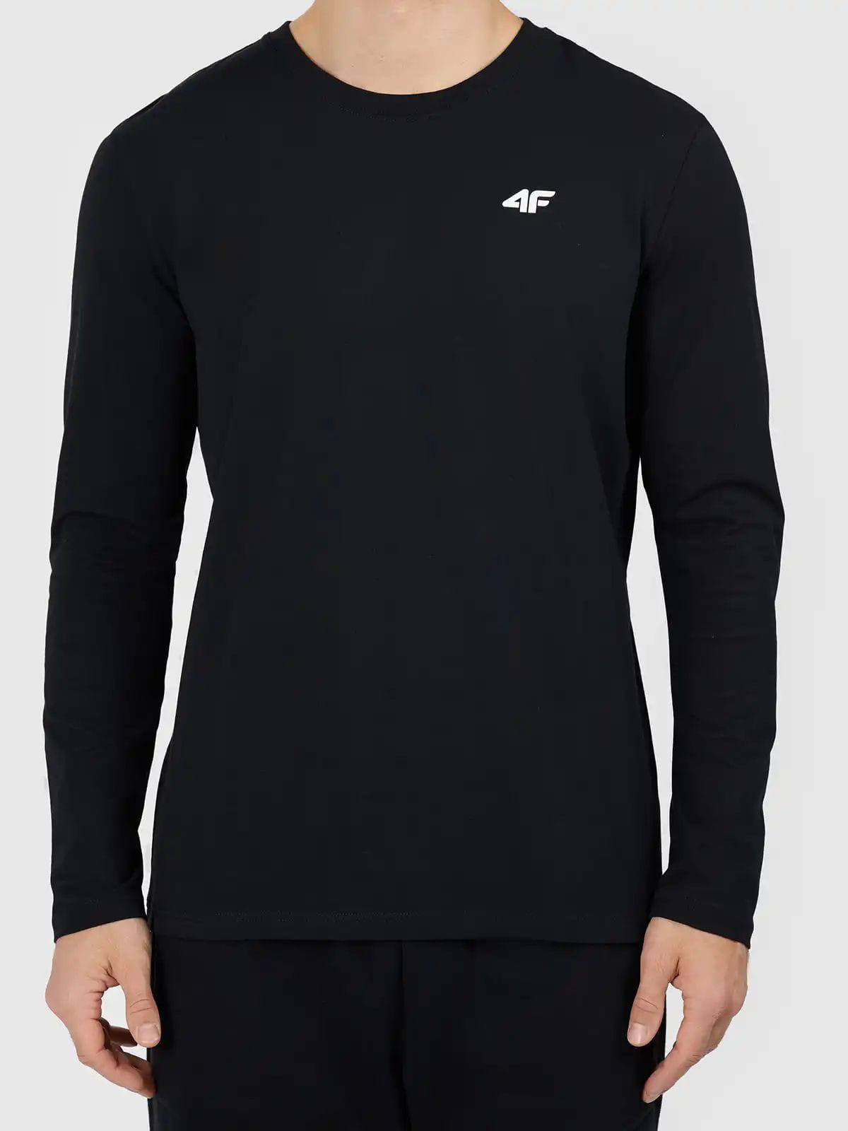 Longsleeve koszulka bawełniana z długim rękawem męska czarny 4F : Kolor - Czarny, Rozmiar odzieży - L