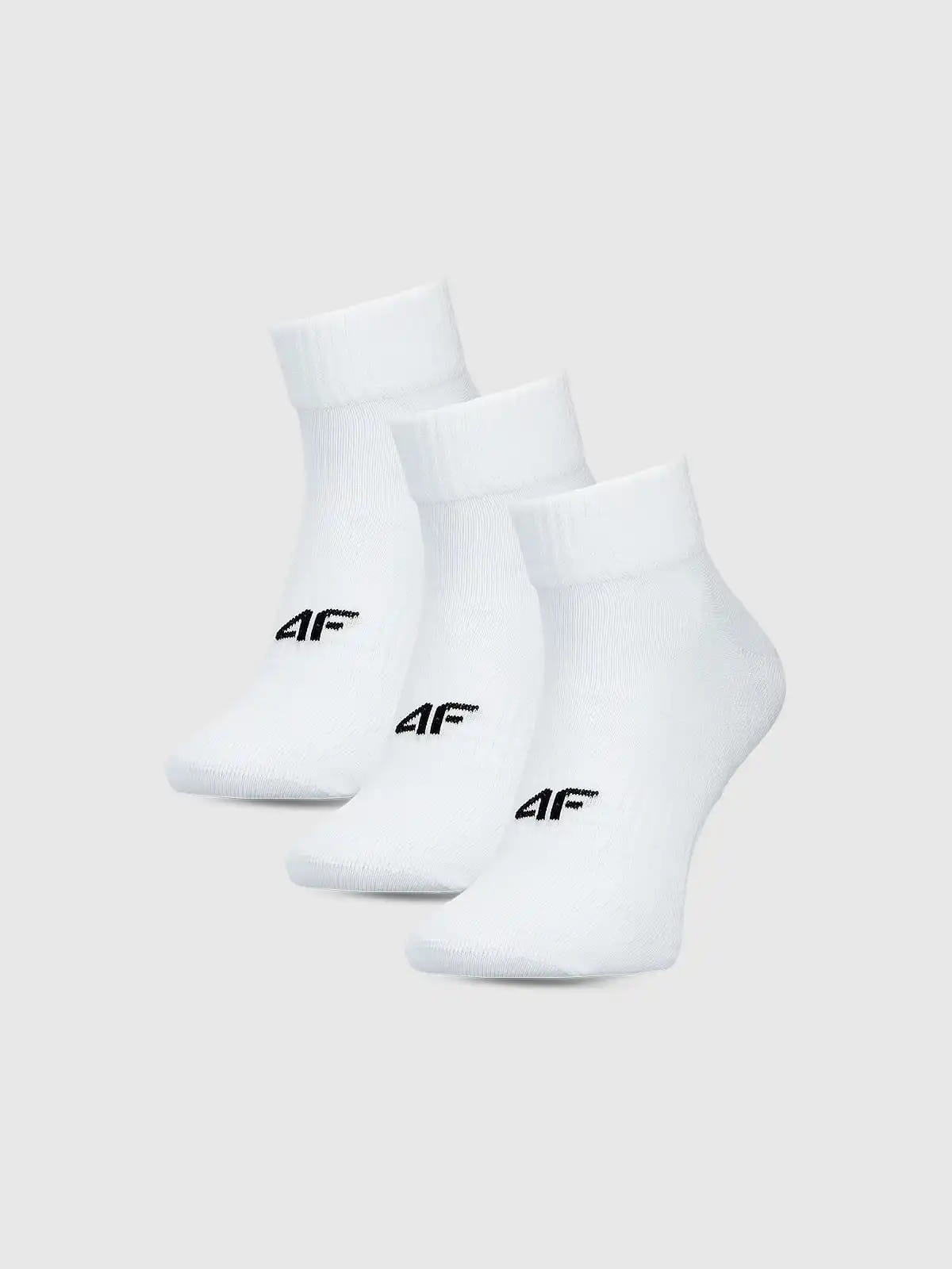 Skarpety za kostkę unisex białe 4F 3pak : Kolor - Biały, Rozmiar skarpetki - 39-42