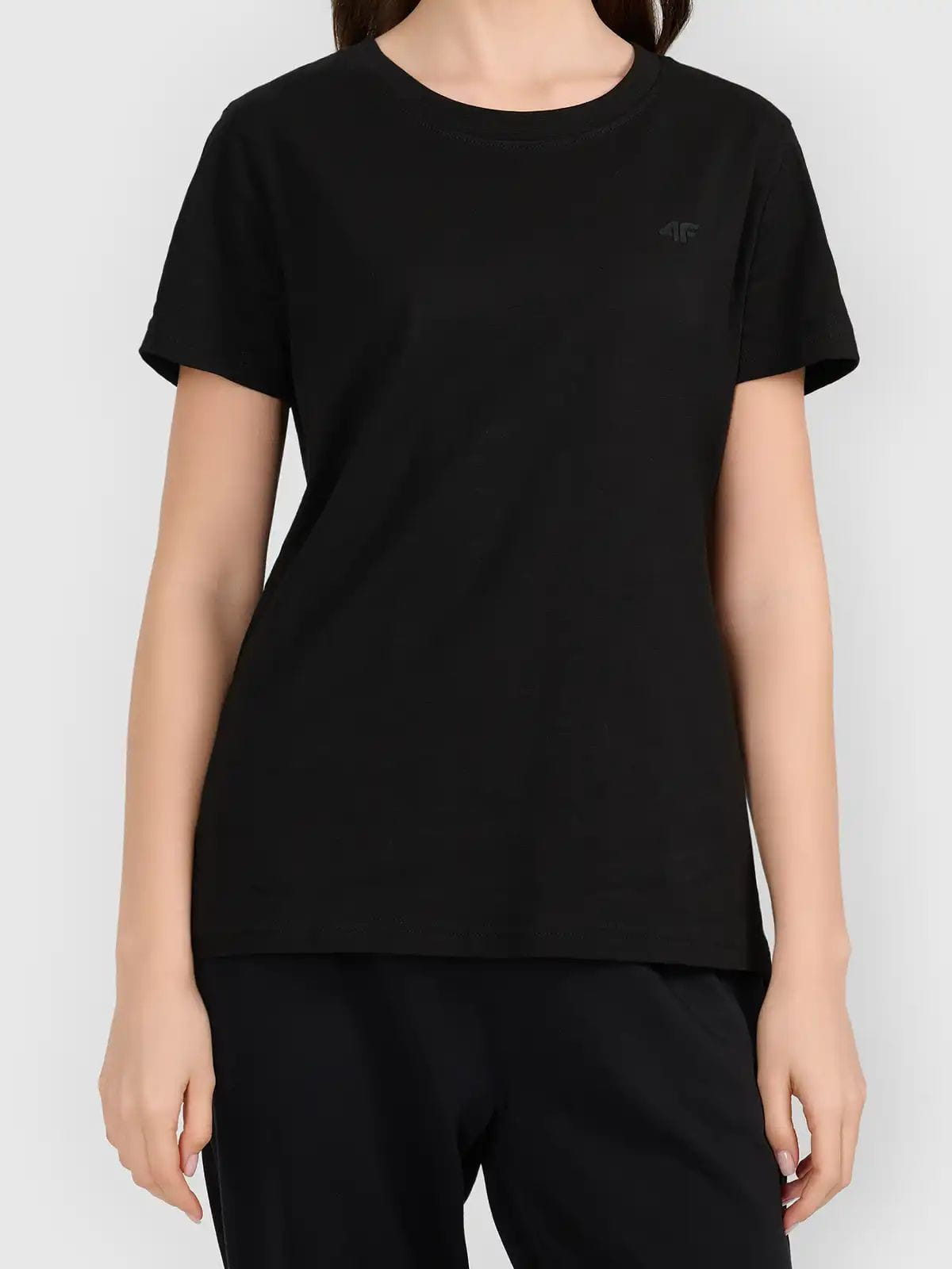 Koszulka t-shirt bawełniany damski czarny 4F : Kolor - Czarny, Rozmiar odzieży - XL
