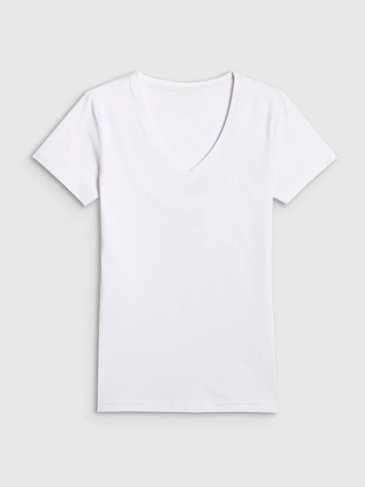 Koszulka t-shirt damska gładka slim biała 4F : Kolor - Biały, Rozmiar odzieży - S