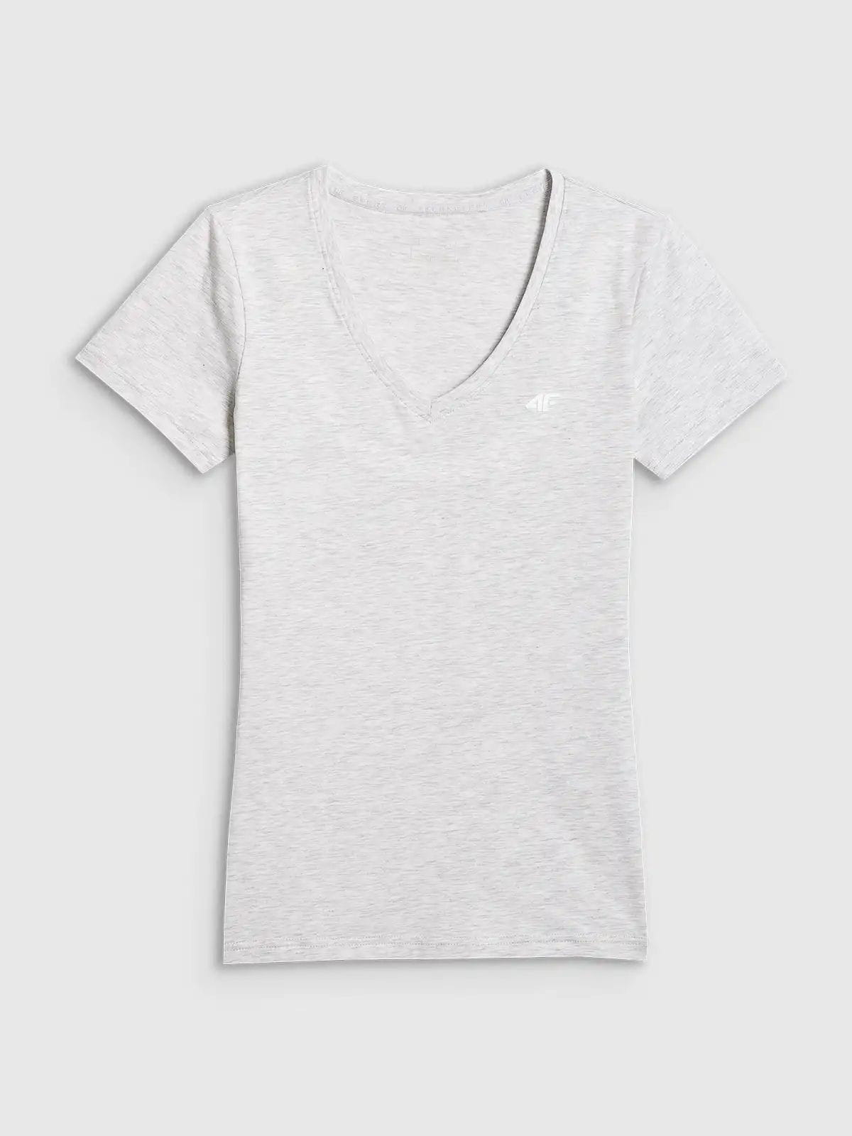 Koszulka t-shirt damska gładka slim szara 4F : Kolor - Szary, Rozmiar odzieży - XS