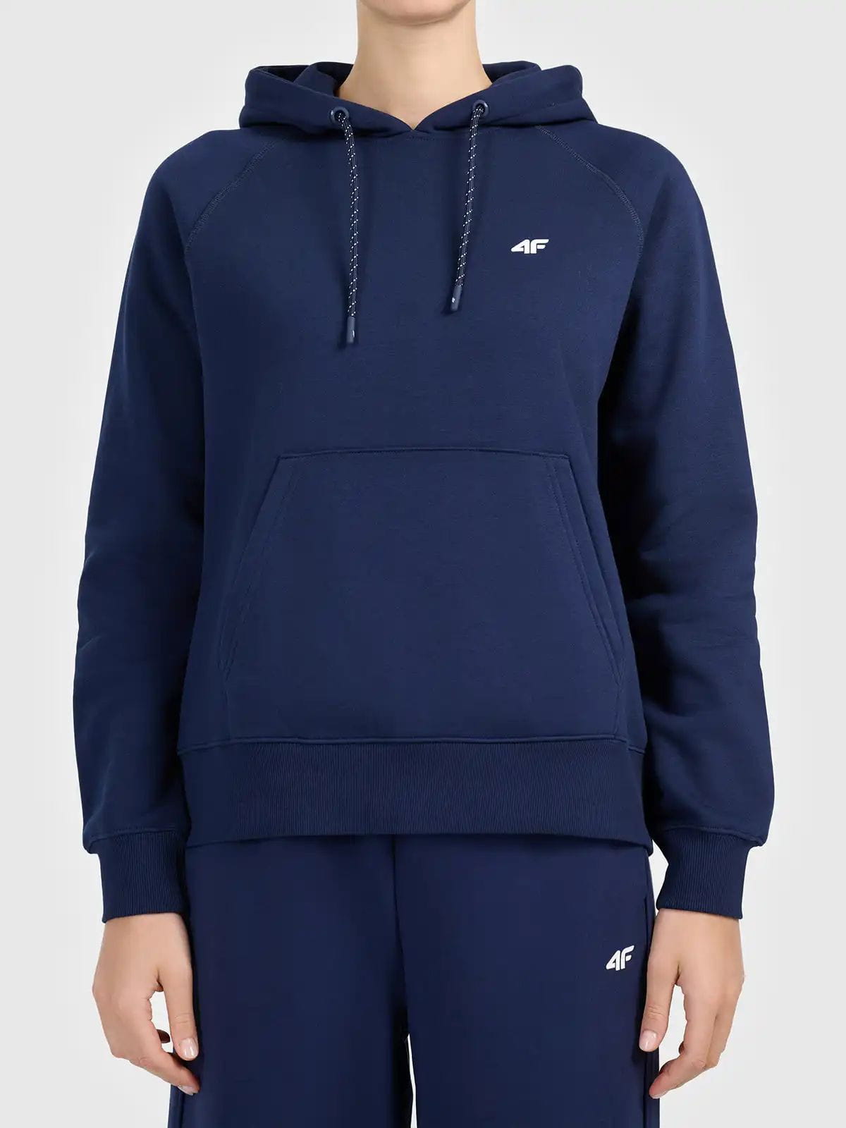 Bluza damska z kapturem nierozpinana granatowa 4F : Kolor - Granatowy, Rozmiar odzieży - S