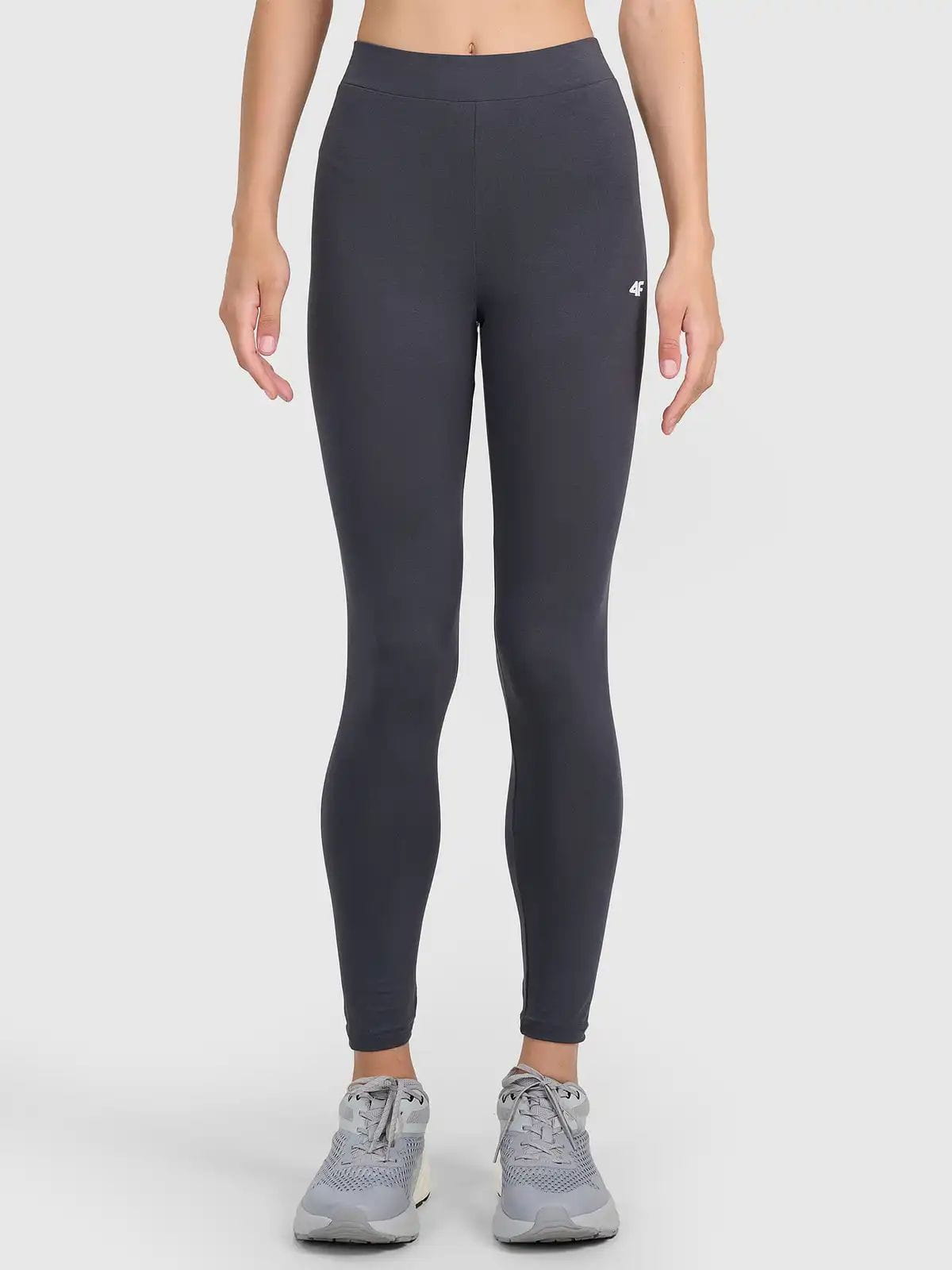 Legginsy treningowe bawełniane damskie szare 4F : Kolor - Szary, Rozmiar odzieży - S