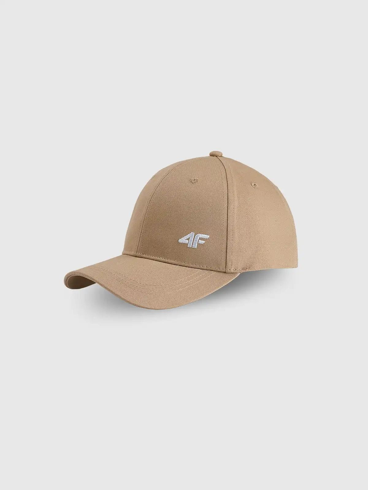Klasyczna czapka z daszkiem z małym logo unisex beżowa 4F : Kolor - Beżowy, Rozmiar odzieży - S/M