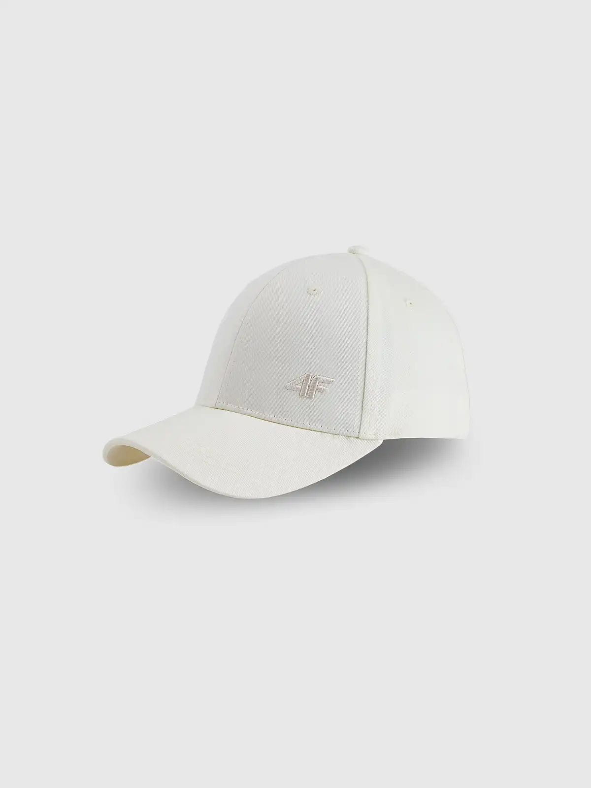 Klasyczna czapka z daszkiem z małym logo unisex biała 4F : Kolor - Złamana biel, Rozmiar odzieży - XS/S