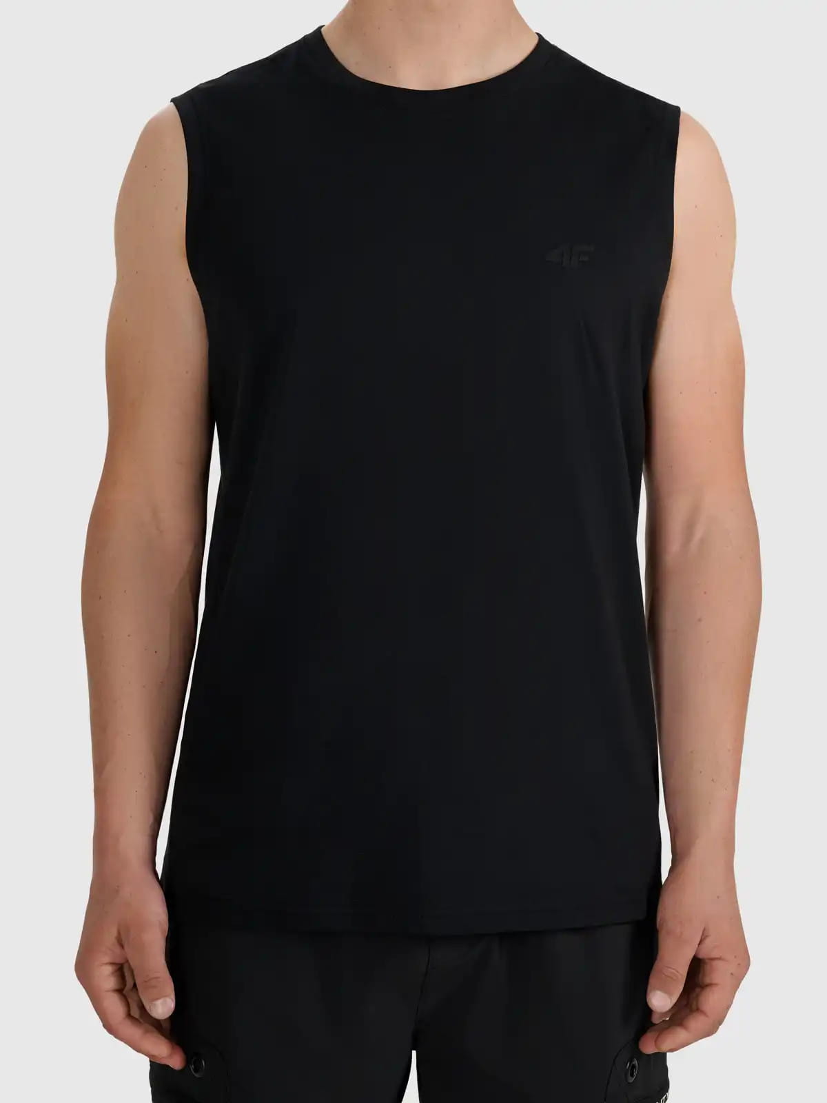 Koszulka t-shirt męski bez rękawków czarny 4F : Kolor - Czarny, Rozmiar odzieży - XL